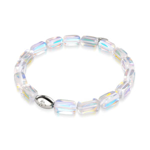 Supernova arc-en-ciel | Argent sterling .925 | Bracelet galets de verre galaxie