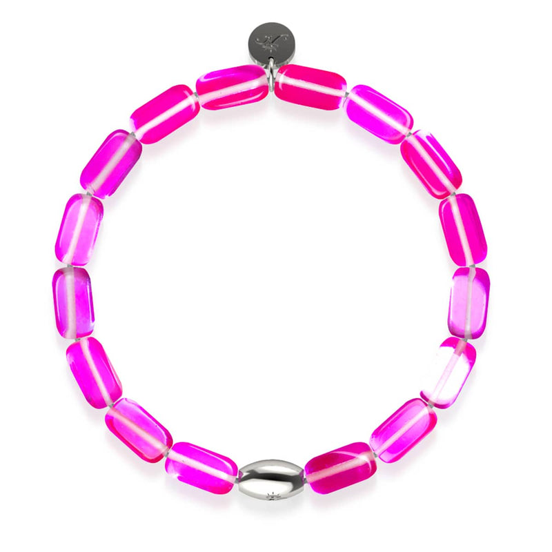 Rosette Nebula | .925 Sterling Silver | Galaxy Glass Pebble Bracelet