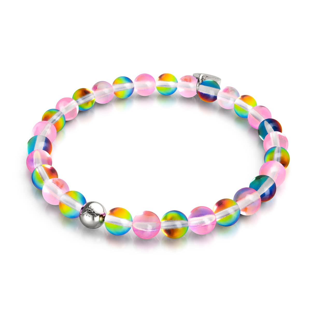 Fraise Boréale | Argent | Bracelet de perles de verre galaxie