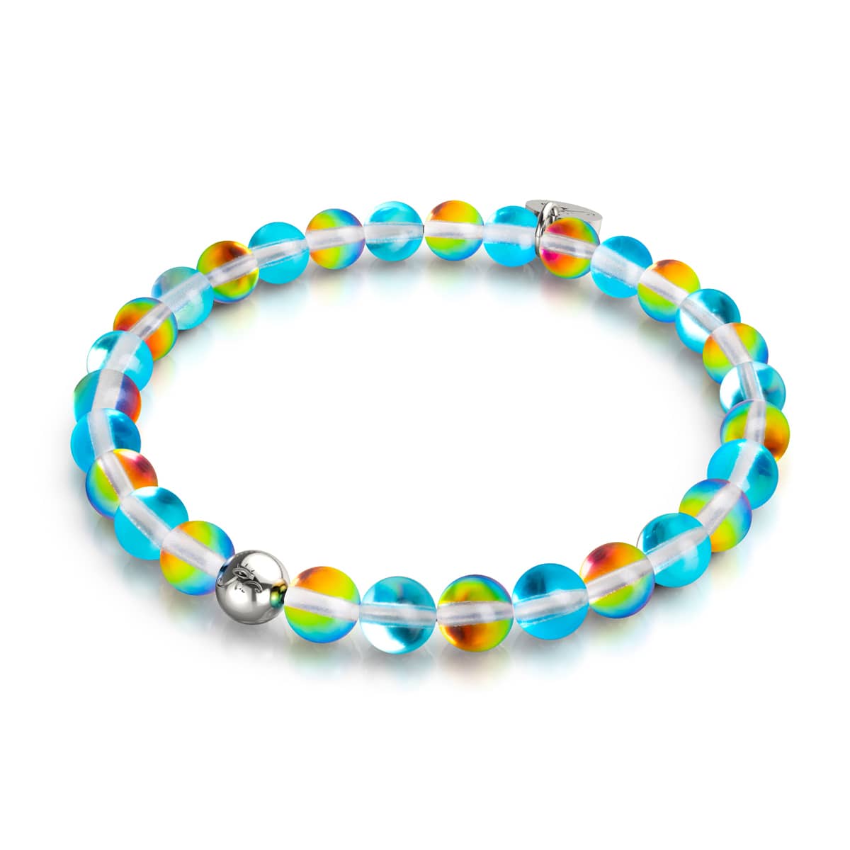 Rayon de soleil turquoise | Argent | Bracelet de perles de verre galaxie