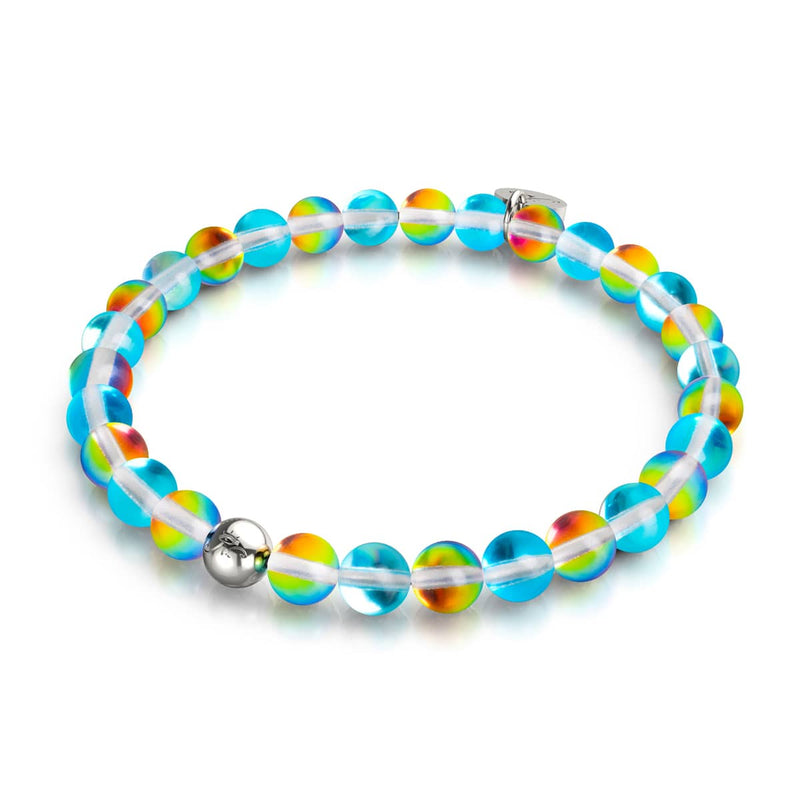 Turquoise Sunbeam | Silver | Galaxy Glass Bead Bracelet