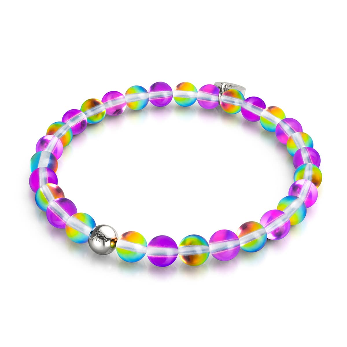 Violet Andromède | Argent | Bracelet de perles de verre galaxie