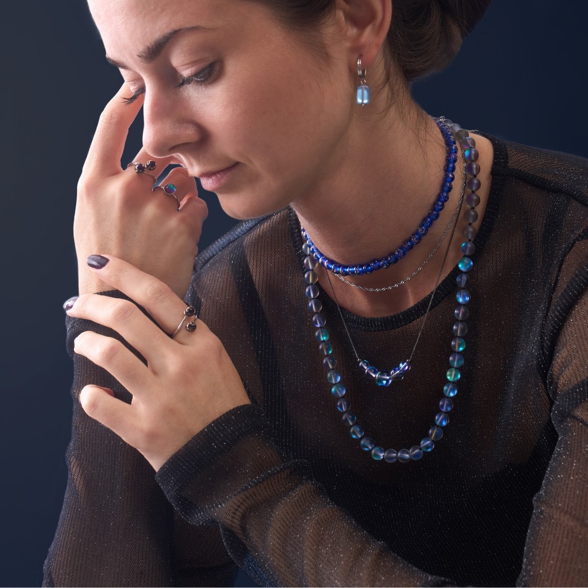 Voie Lactée | .925 argent sterling bronze à canon | Collier fermoir infini en verre Galaxy
