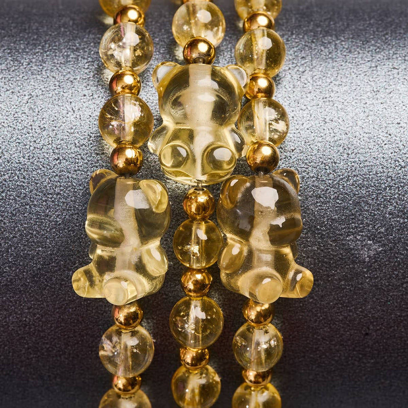 Bracelet Ours en Miel | Bracelet Ours en Gemme | Citrine x Or