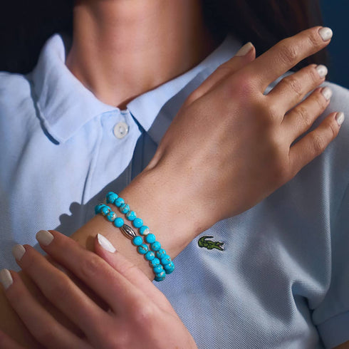 Aqua | Argent | Enveloppement de pierres précieuses turquoises dorées