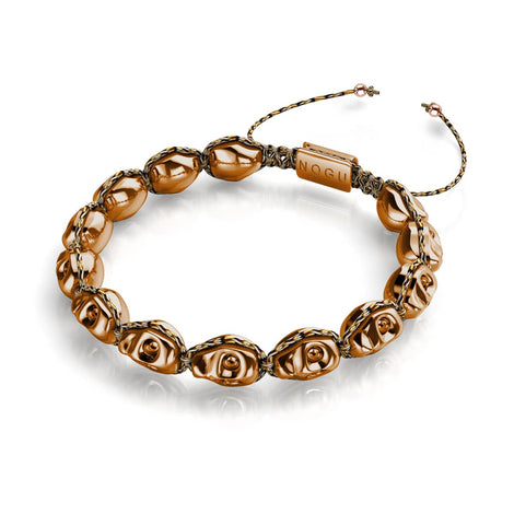 Envoûtement en bronze | Crânes en bronze x GloWeave noir | Bracelet en macramé