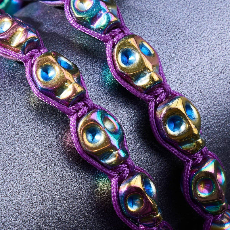 Divination | Crânes arc-en-ciel x Violet | Bracelet en macramé