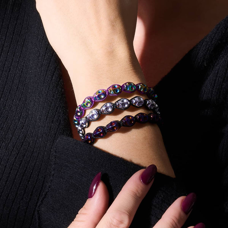 Divination | Crânes arc-en-ciel x Violet | Bracelet en macramé