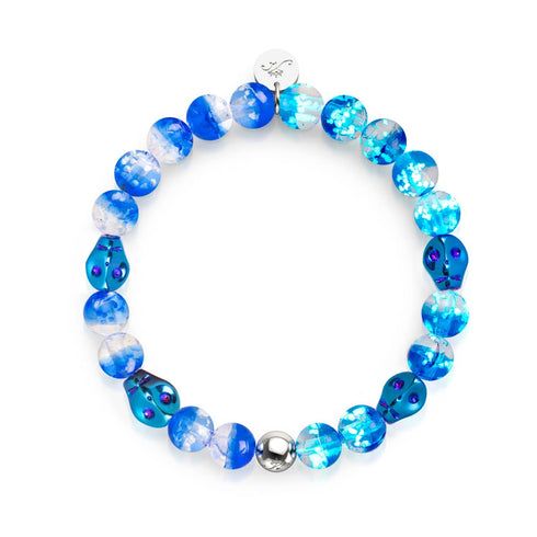 Marées étranges | Bracelet en argent sterling 925 avec tête de mort en verre Firefly