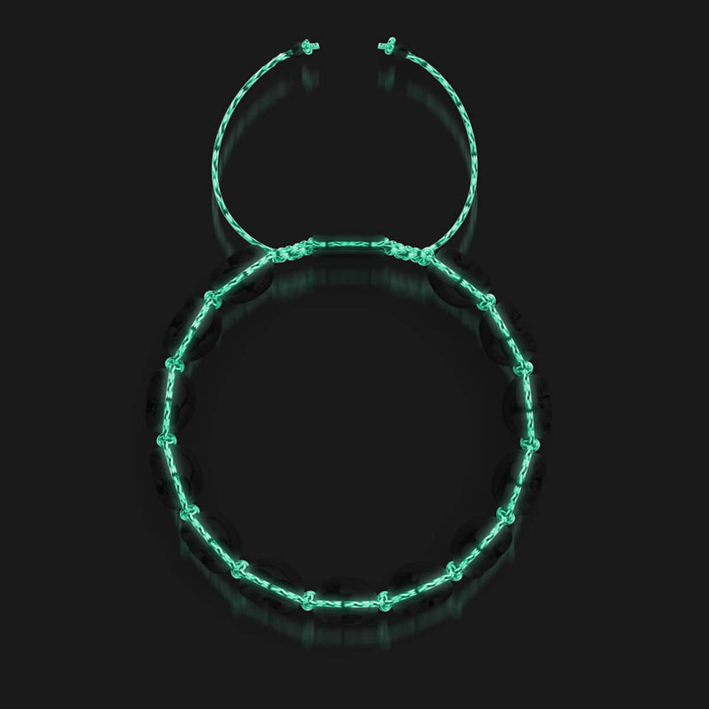 Elysian Waves | Crânes en argent glacé x Violet GloWeave | Bracelet en macramé