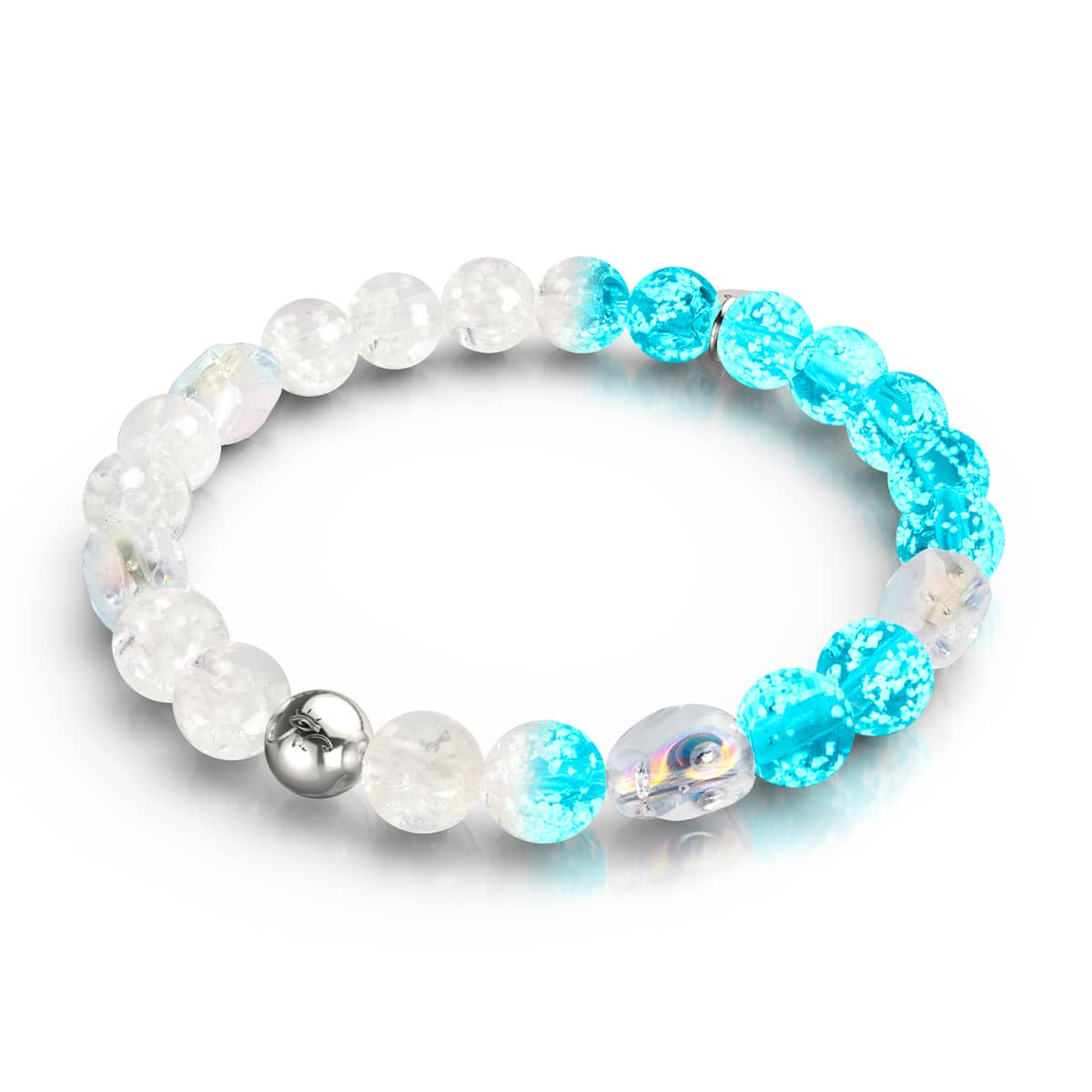 Ghostly Aura | .925 Sterling Silver | Firefly Glass Skull Bracelet