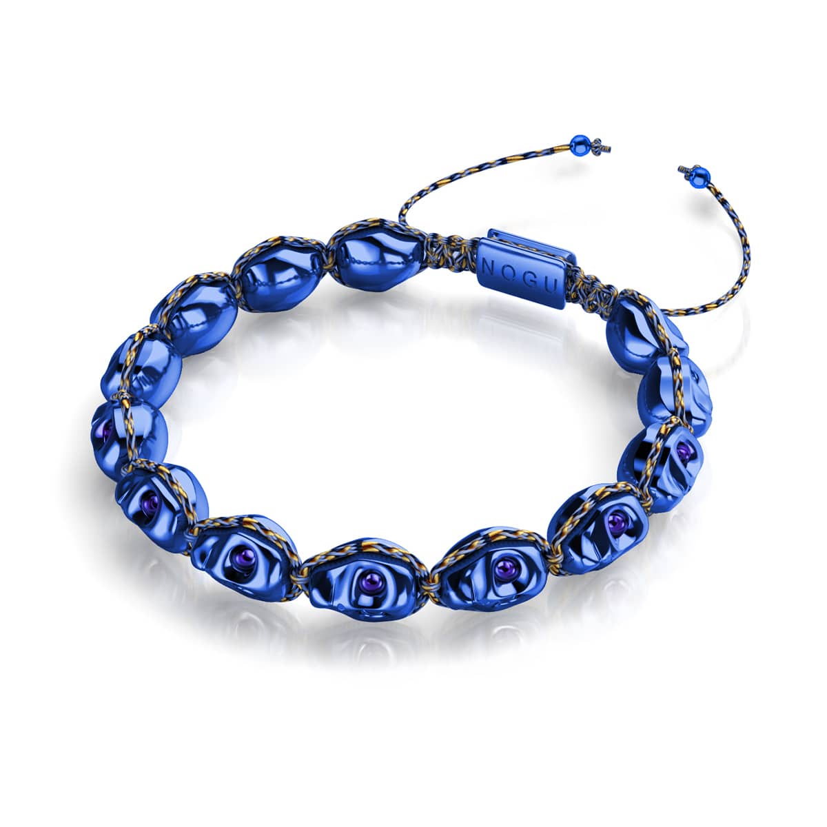 Midnight Mirage | Crânes de cobalt x GloWeave bleu | Bracelet en macramé