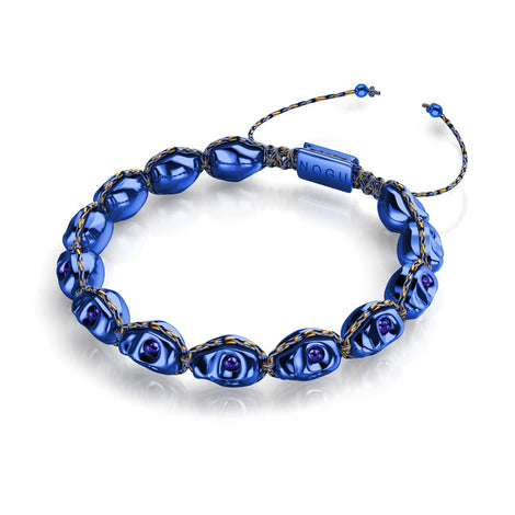 Mirage de minuit | Crânes de cobalt x Blue GloWeave | Bracelet en macramé