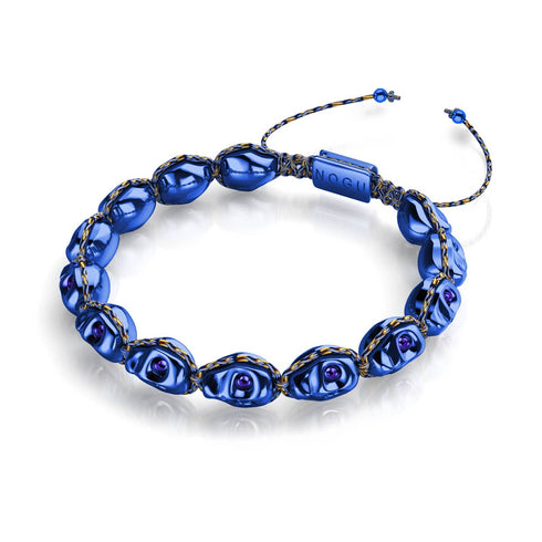 Midnight Mirage | Crânes de cobalt x GloWeave bleu | Bracelet en macramé