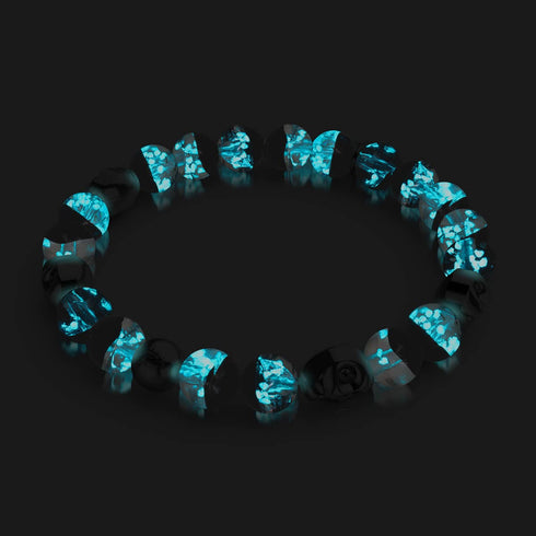 Malédiction de la tombée de la nuit | Argent sterling 925 | Bracelet tête de mort en verre Firefly