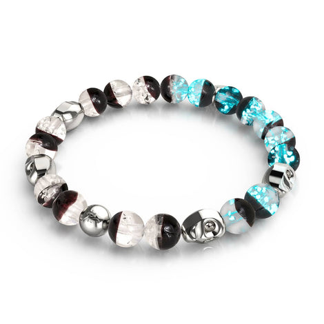 Malédiction de la tombée de la nuit | Argent sterling 925 | Bracelet tête de mort en verre Firefly