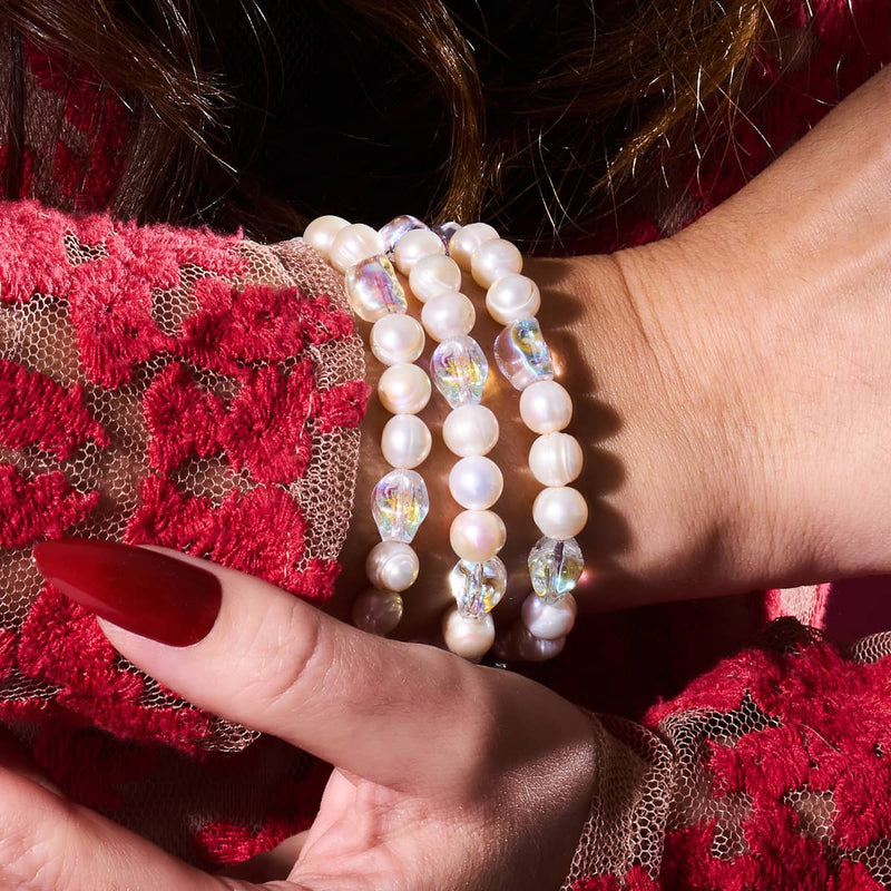 Fantôme de l'océan | Perle d'eau douce ivoire x crâne de cristal