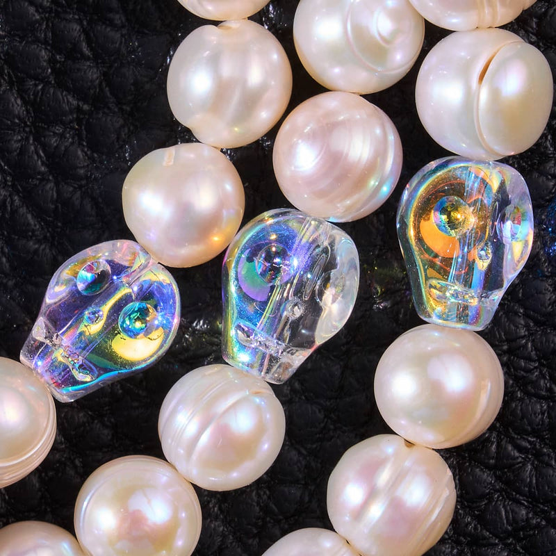 Fantôme de l'océan | Perle d'eau douce ivoire x crâne de cristal