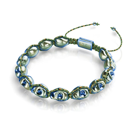 Marées Fantômes | Crânes sarcelle x GlossWeave sarcelle | Bracelet en macramé