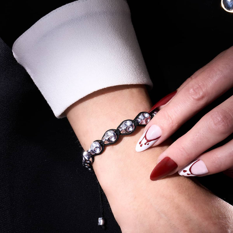 Ritual | Crânes Argent x Noir | Bracelet Macramé