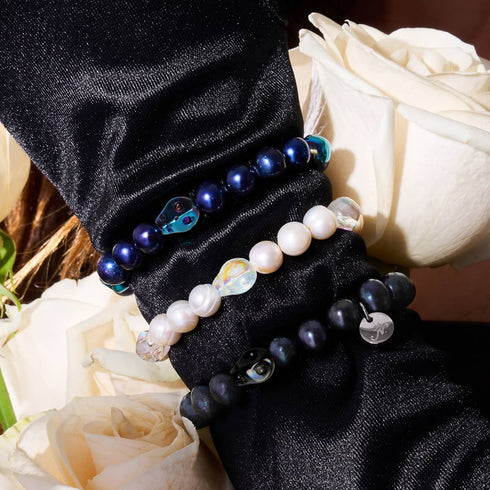 Sea Spirit | Perle d'eau douce noire x Crâne de cristal