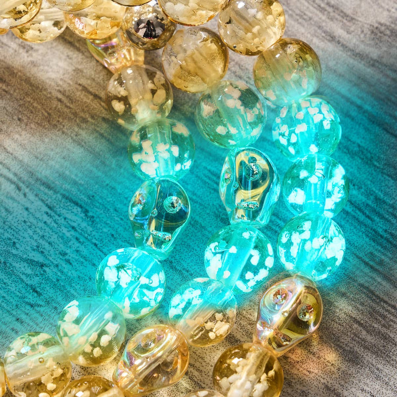 Sunset Spectre | Bracelet en argent sterling 925 avec tête de mort en verre Firefly