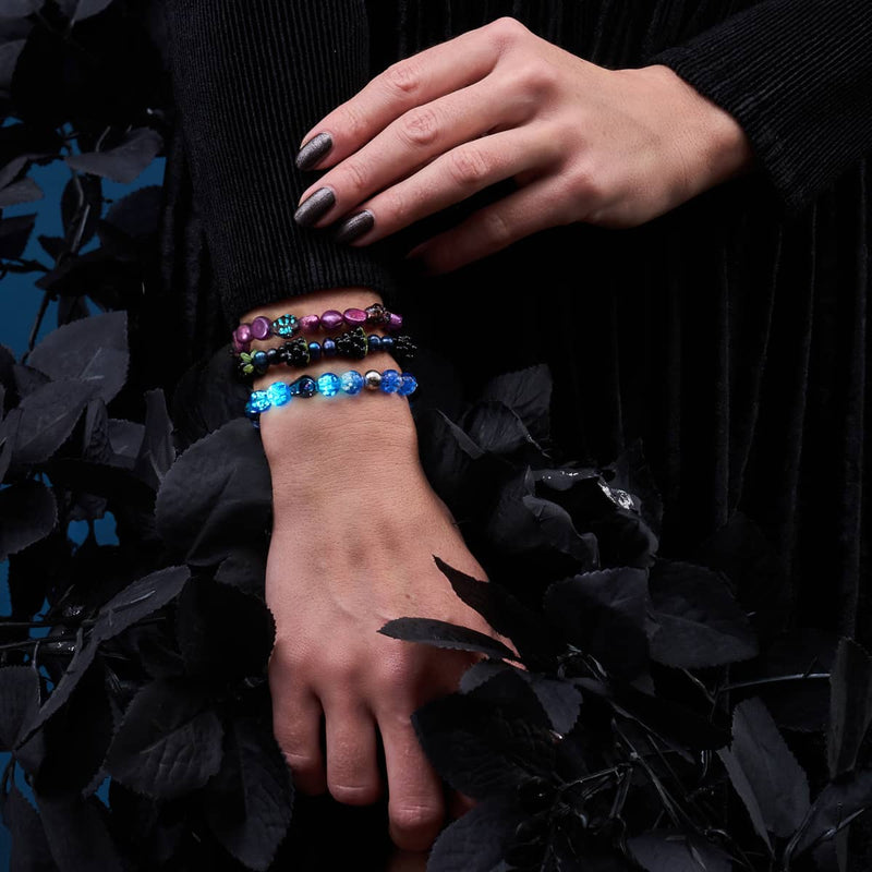 Violet Shadows | .925 Sterling Silver | Purple Freshwater Pearl x Firefly Glass Skull Bracelet