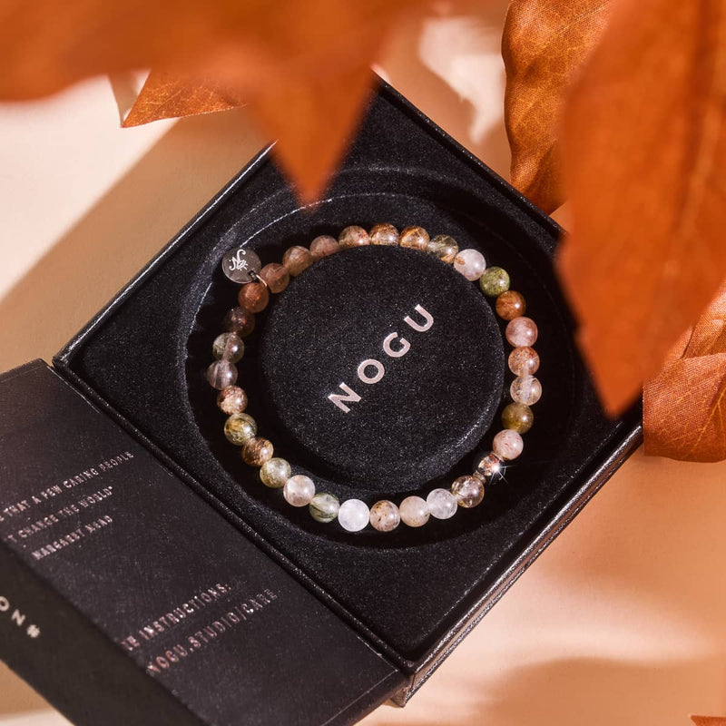 Bracelet en perles de quartz châtaigne | Argent | Pierres précieuses de guérison