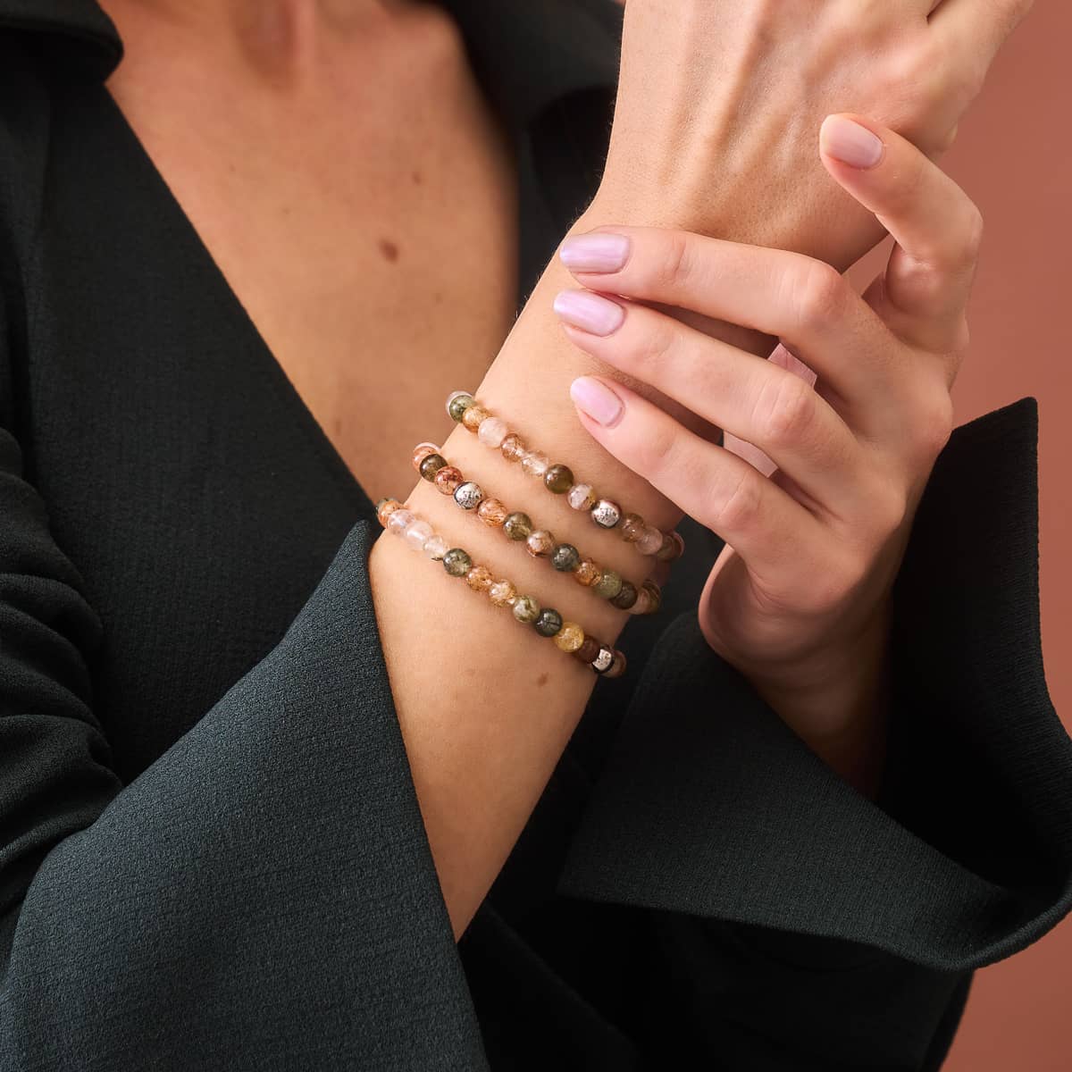 Quartz des bois | Argent | Bracelet de perles de pierres précieuses curatives