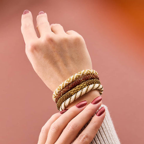 Caramel Brûlé | Bracelet de perles de verre de l'Himalaya