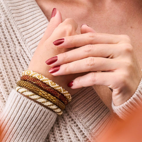 Caramel Brûlé | Bracelet de perles de verre de l'Himalaya