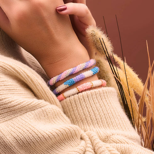 Cône de neige | Bracelet en perles de verre de l'Himalaya