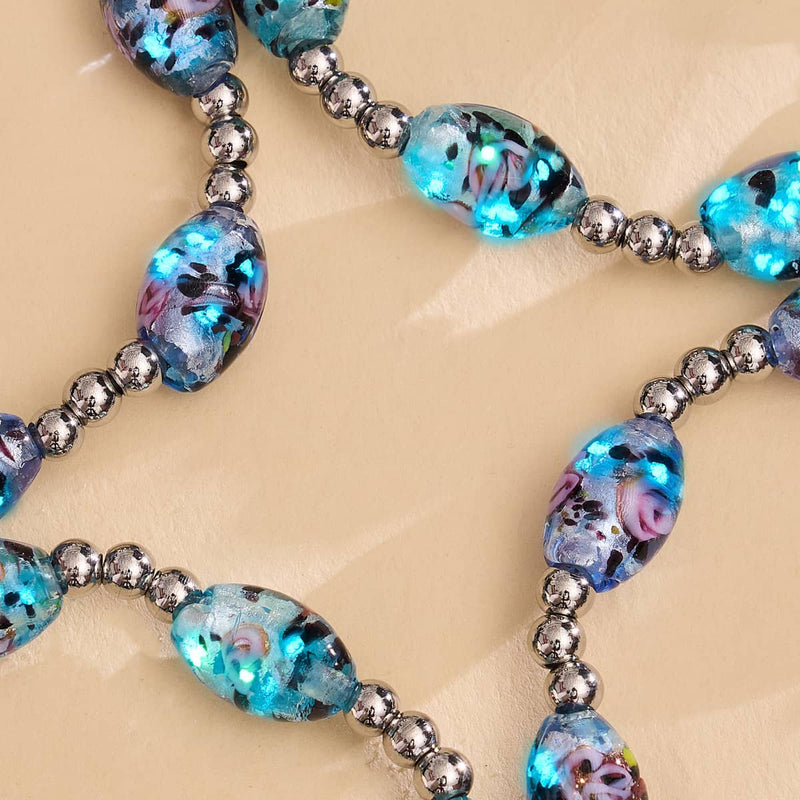Lunar Glass Bloom Bracelet 2 Set