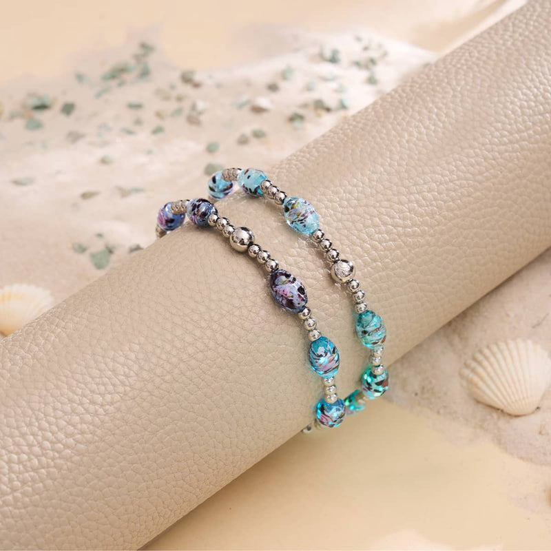 Lunar Glass Bloom Bracelet 2-Set
