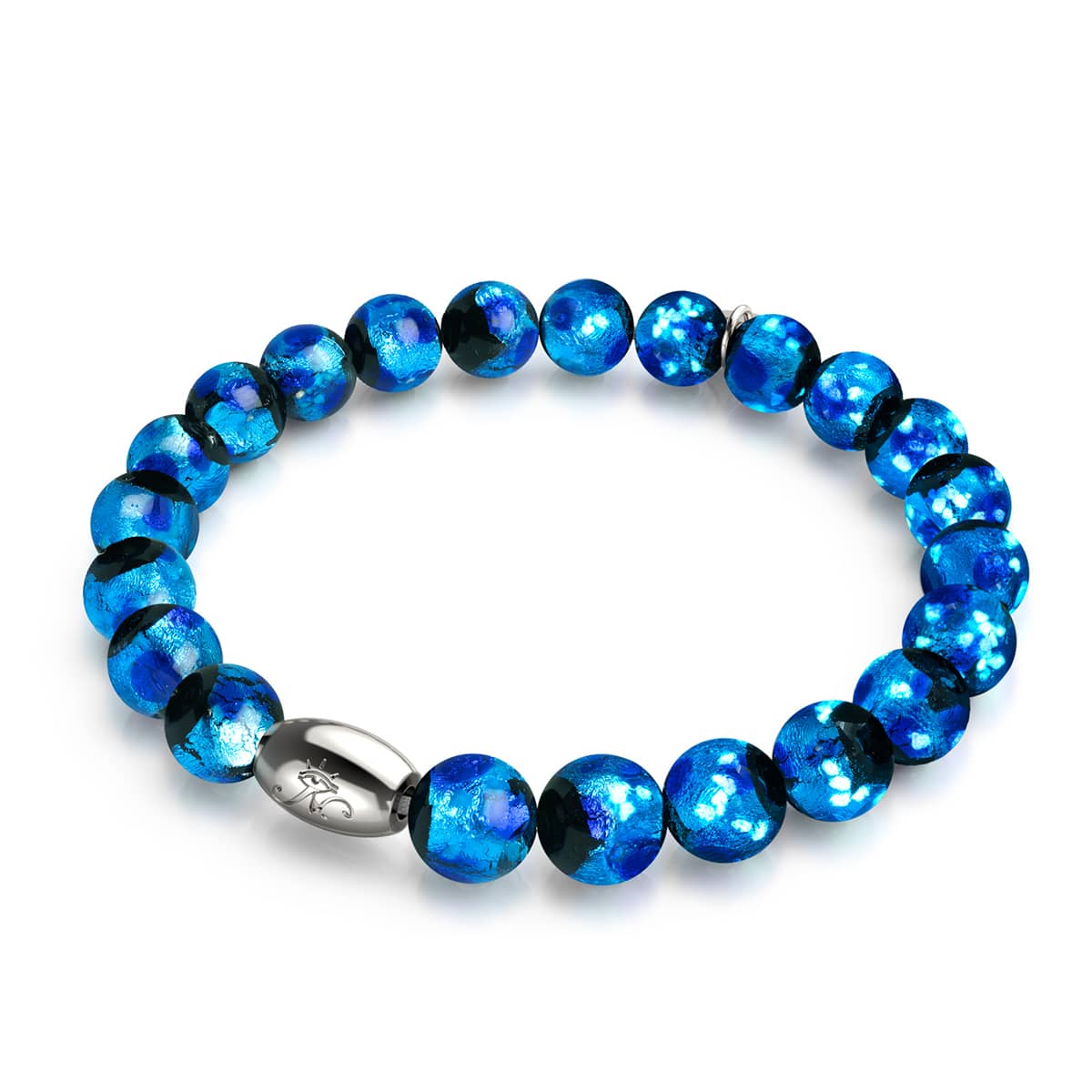Bracelet en verre solaire Blue Astra | Argent sterling 925