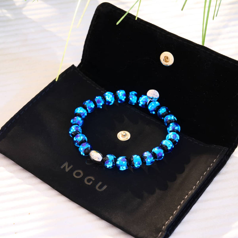 Bracelet en verre solaire Blue Astra | Argent sterling 925
