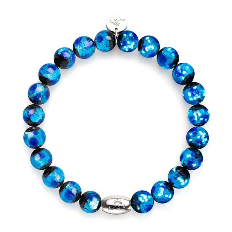Bracelet en verre solaire Blue Astra | Argent sterling 925