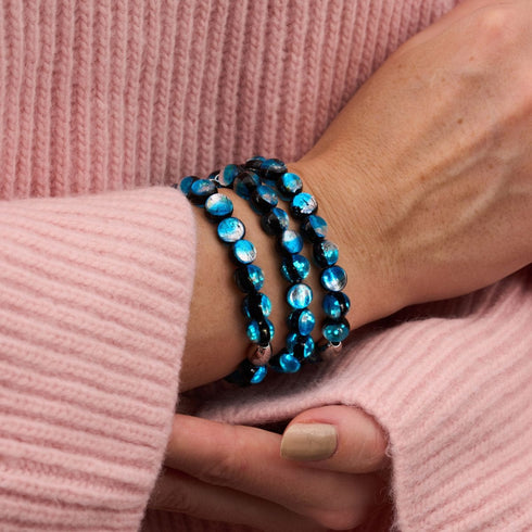 Eclipse bleue | Argent sterling 925 | Bracelet en verre lunaire
