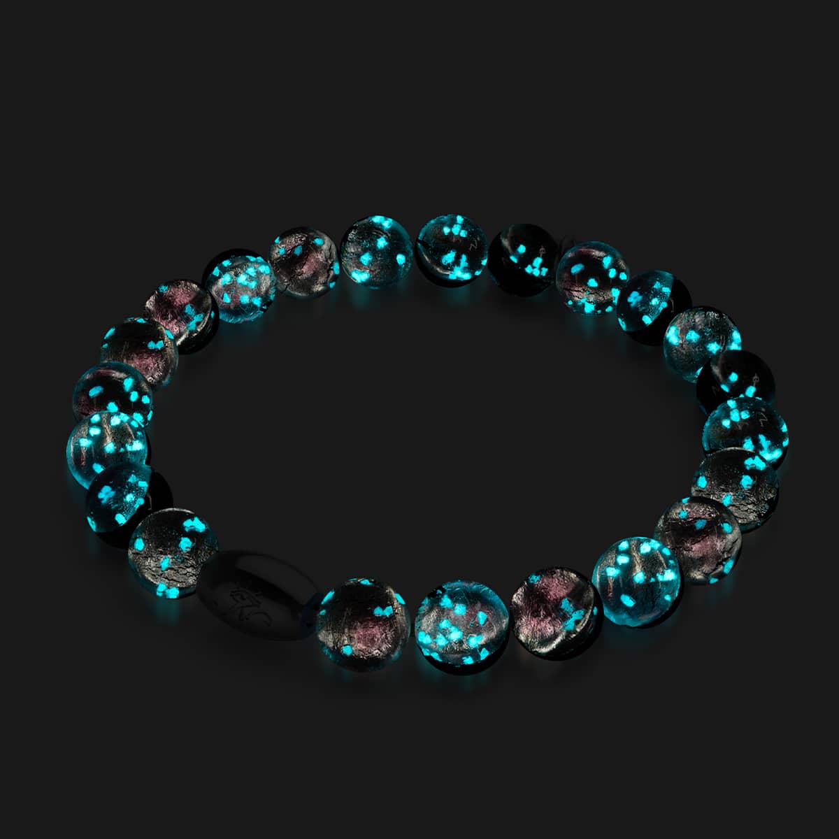 Bracelet en verre lunaire en argent sterling 925 avec lune rose