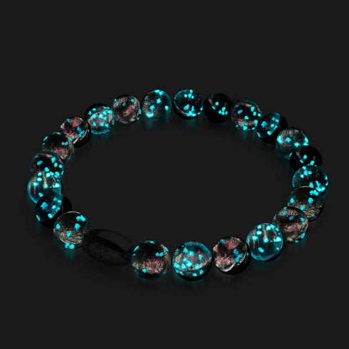 Bracelet en verre lunaire en argent sterling 925 avec lune rose