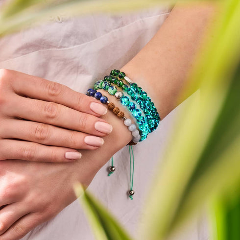 Groundwater | Aquamarine x Lapis x Rudraksha |  Mala Bracelet