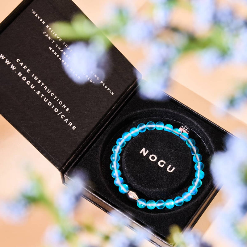 Aigue-marine | Argent sterling .925 | Bracelet de perles de verre sirène