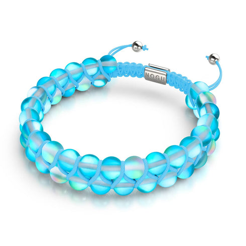 Aigue-marine | Argent | Bracelet Verre Double Sirène