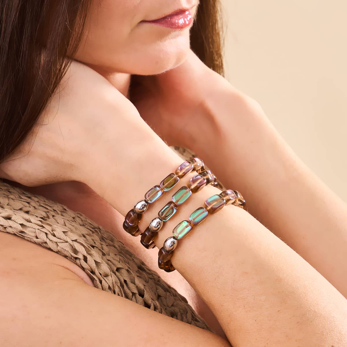 Chocolate | .925 Sterling Silver | Mermaid Glass Pebble Bracelet