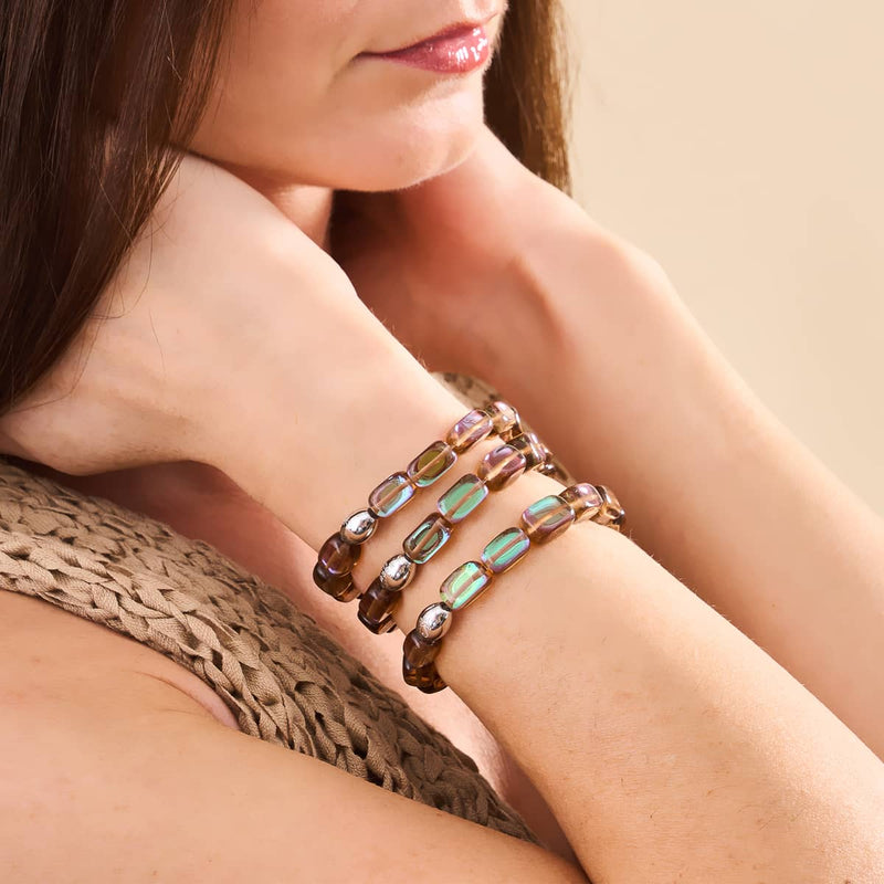 Chocolate | .925 Sterling Silver | Mermaid Glass Pebble Bracelet