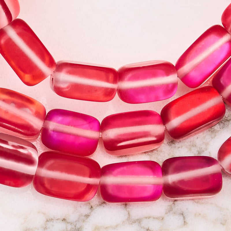 Bracelet en galets de verre sirène en argent sterling 925 vermillon foncé