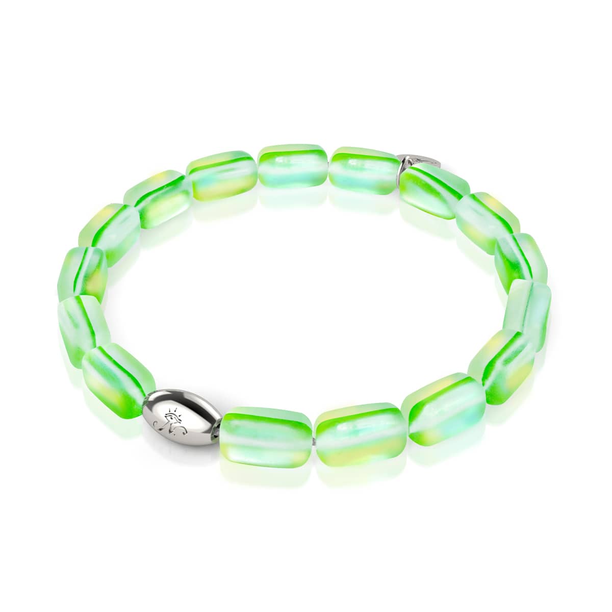 Emerald | .925 Sterling Silver | Mermaid Glass Pebble Bracelet
