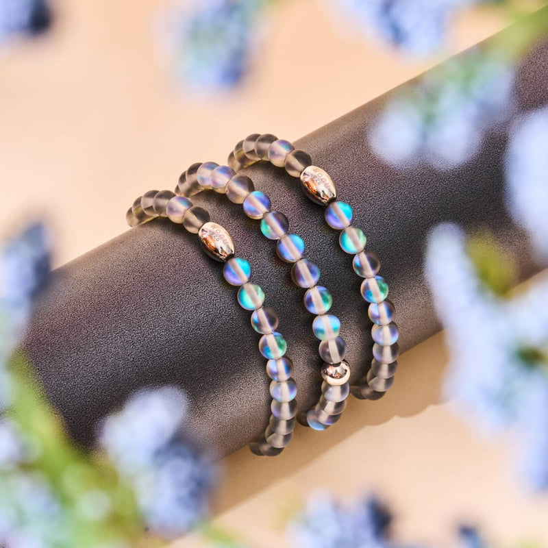 Grey | .925 Sterling Silver | Mermaid Glass Bead Bracelet