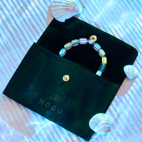 Gris | Argent sterling .925 | Bracelet Galet de Verre Sirène