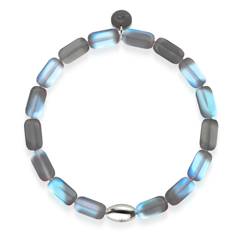 Gris | Argent sterling .925 | Bracelet Galet de Verre Sirène